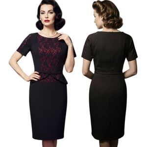 DAVID MEISTER 🔖NWT! Lace Panel Peplum Sheath Dress - Size 4